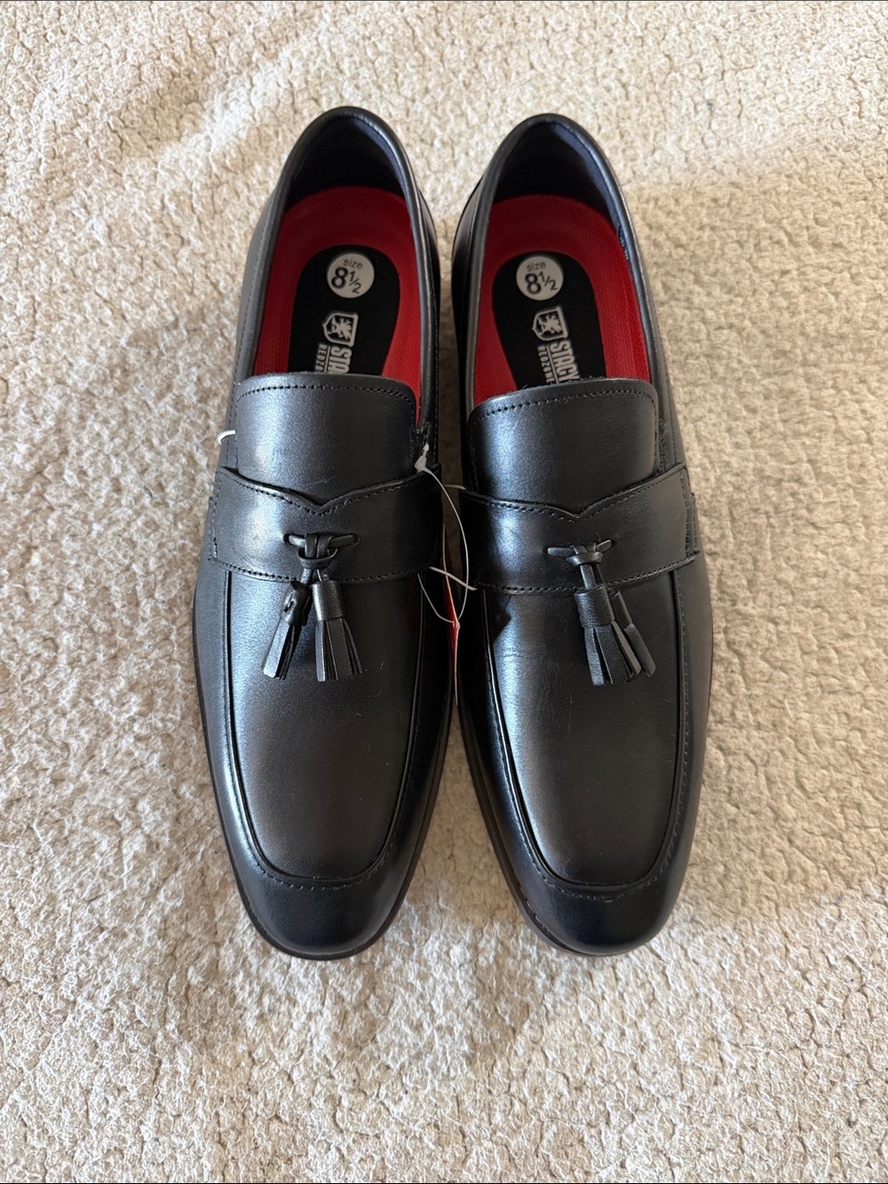Stacy Adams Black Leather Tassel Loafers with Redzone Collection 8.5 - Picture 1 of 8